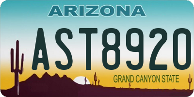 AZ license plate AST8920