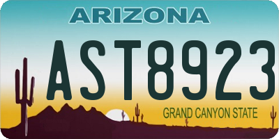 AZ license plate AST8923