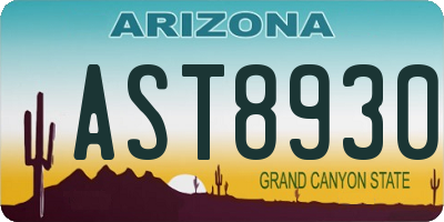 AZ license plate AST8930