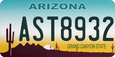 AZ license plate AST8932