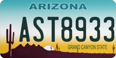 AZ license plate AST8933