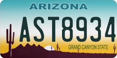 AZ license plate AST8934