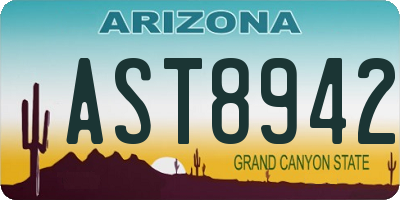 AZ license plate AST8942