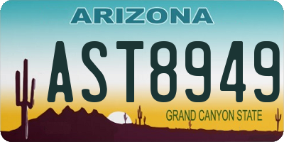 AZ license plate AST8949