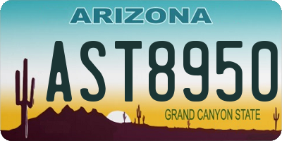 AZ license plate AST8950