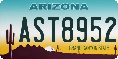 AZ license plate AST8952