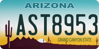AZ license plate AST8953