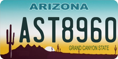 AZ license plate AST8960