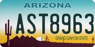 AZ license plate AST8963