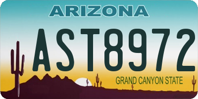 AZ license plate AST8972