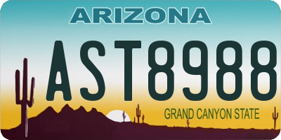 AZ license plate AST8988