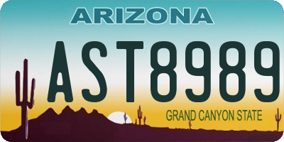 AZ license plate AST8989