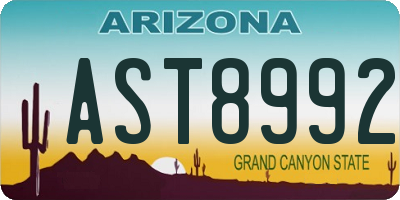 AZ license plate AST8992