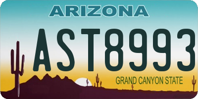 AZ license plate AST8993