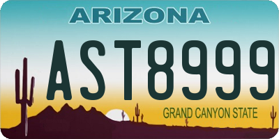 AZ license plate AST8999