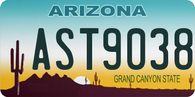AZ license plate AST9038