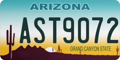 AZ license plate AST9072