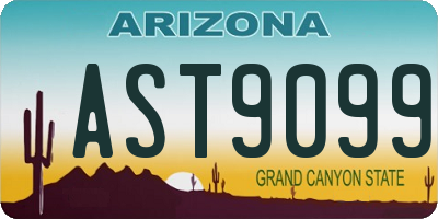 AZ license plate AST9099