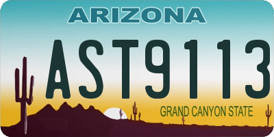 AZ license plate AST9113