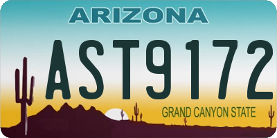 AZ license plate AST9172