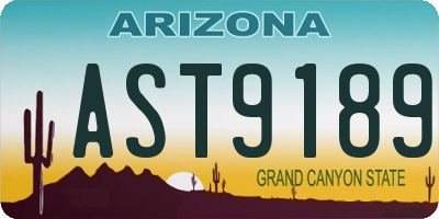 AZ license plate AST9189