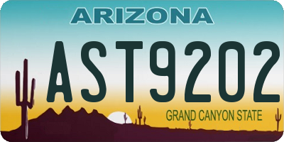 AZ license plate AST9202