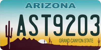 AZ license plate AST9203
