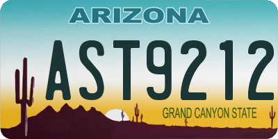 AZ license plate AST9212