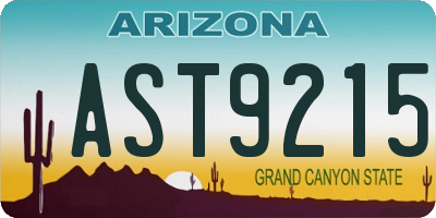 AZ license plate AST9215