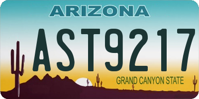 AZ license plate AST9217