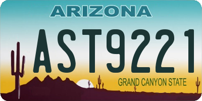 AZ license plate AST9221