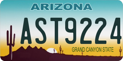 AZ license plate AST9224