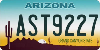 AZ license plate AST9227