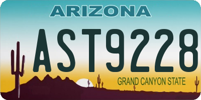 AZ license plate AST9228