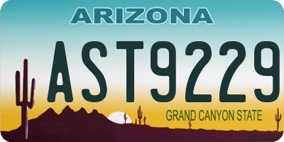 AZ license plate AST9229