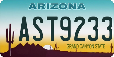 AZ license plate AST9233