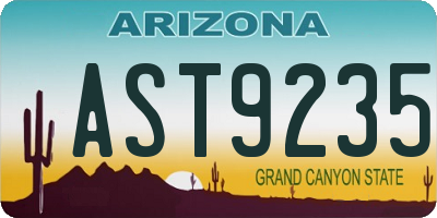AZ license plate AST9235
