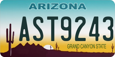 AZ license plate AST9243