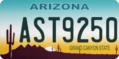 AZ license plate AST9250