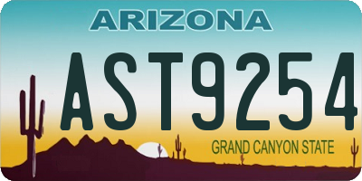 AZ license plate AST9254