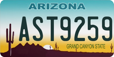 AZ license plate AST9259
