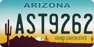 AZ license plate AST9262