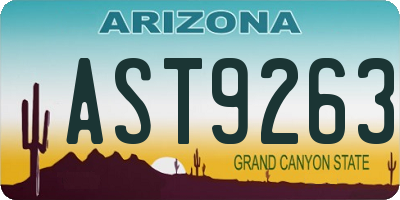 AZ license plate AST9263