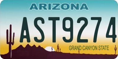 AZ license plate AST9274