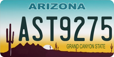 AZ license plate AST9275