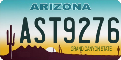 AZ license plate AST9276