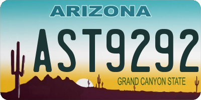 AZ license plate AST9292