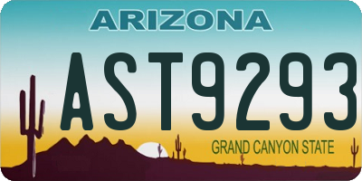 AZ license plate AST9293