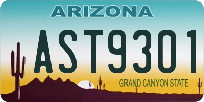 AZ license plate AST9301