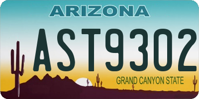 AZ license plate AST9302